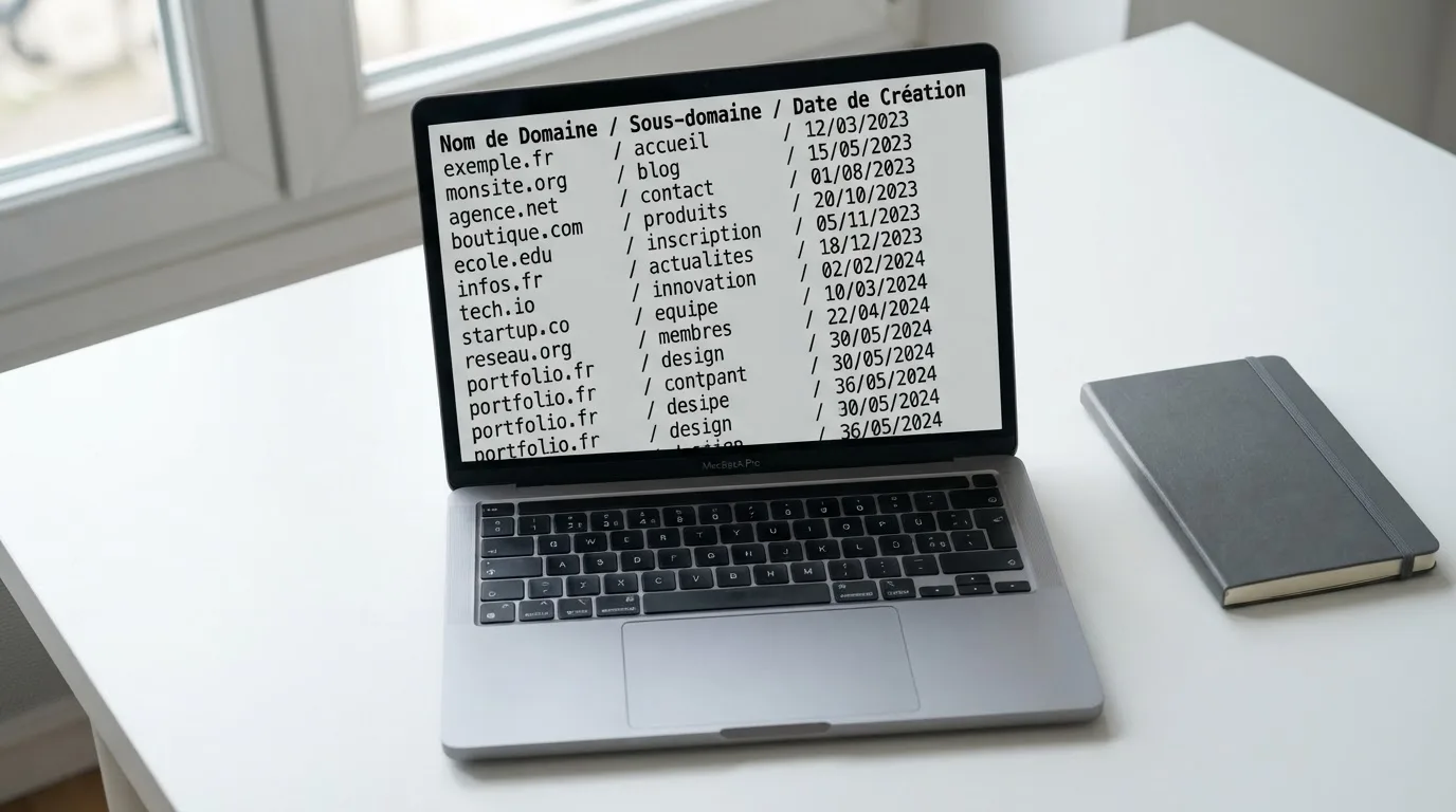 A browser window displaying a long CSV-style list of blocked website domains with decision dates in a column, no brand logos