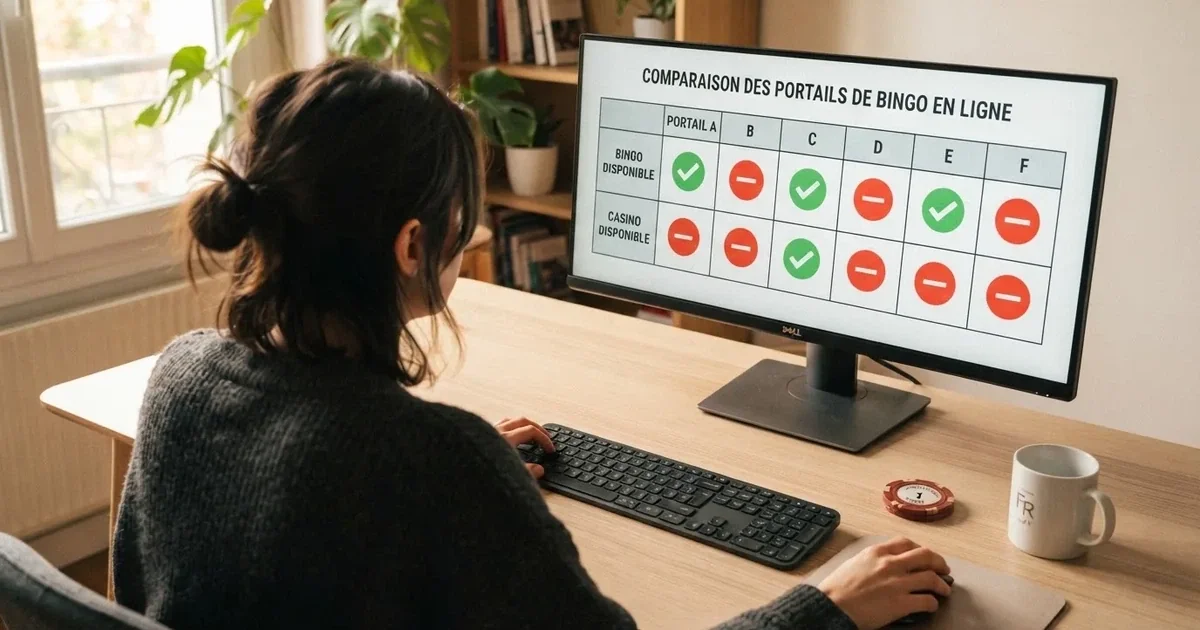 Écran de comparatif listant plusieurs casinos en ligne proposant du bingo, vus depuis un ordinateur