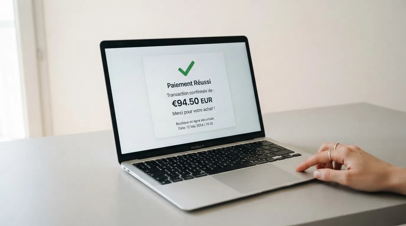 Confirmation d'une transaction Cardano affichée sur l'interface d'un casino en ligne, avec le montant des frais de réseau détaillé