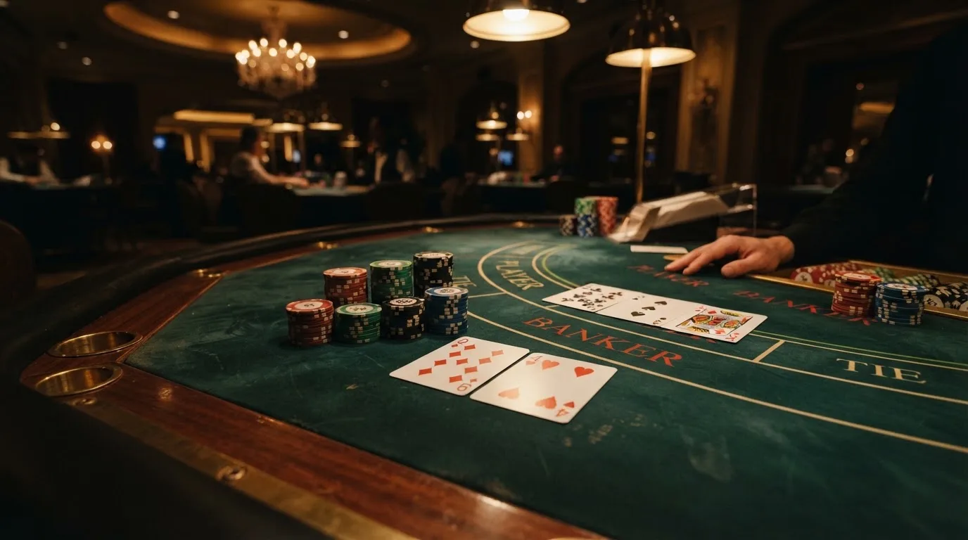 Table de baccara et jeux de cartes dans une salle de casino