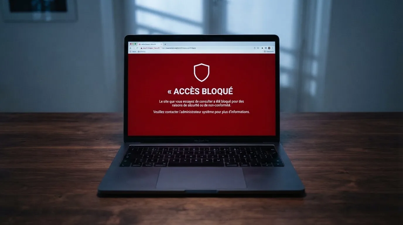 Une page de liste noire de sites bloqués affichée dans un navigateur, avec une colonne de dates